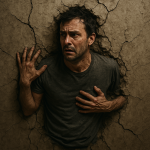 Man Trapped in Cracked Wall – Visual Metaphor for PTFA