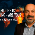 Morris Misel, business futurist, stands confidently against a bold digital backdrop symbolising the rise of influence as global power. Clean, impactful text reads “This Isn’t Just Influence — It’s Empire” in the left third of the image, visually anchoring the message of creator-driven cultural shift.