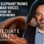 Morris Misel, global futurist, alongside a futuristic 3D bioprinter repairing human vocal cords — symbolising innovation, regenerative medicine, and the future of healing through Immediate Futures foresight.