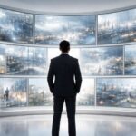 A visual metaphor for observing parallel AI activity without direct human participation, reflecting how intelligence and interaction can now develop beyond human input.